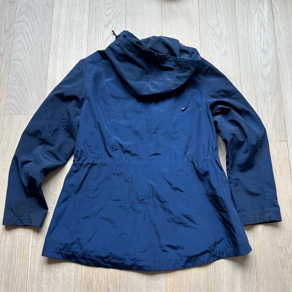 Charter Club Rain Jacket 0X Navy Blue Water Resistant Detachable Hood Classic - Picture 2 of 13